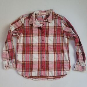 L.L. Bean Red and White Plaid Women's Button Down Shirt